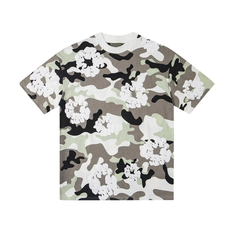 D316# ​​Top P132 D317# Pants P136 DENIM TEARS Kapok European and American fashion brand high quality correct version foam flocking camouflage printed short-sleeved suit Color Camouflage blue Camouflage powder Camouflage gray Camouflage apricot Camouflage green Size S-XL